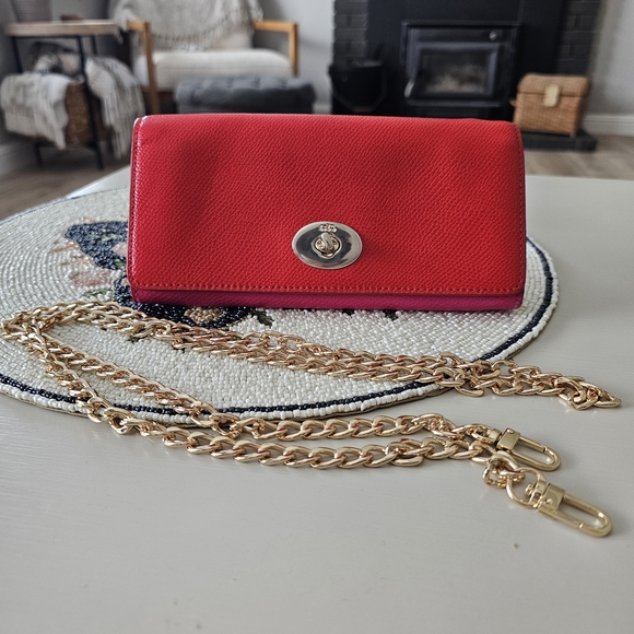 Coach Handbags - Coach Red And Pink Crossbody Wallet with Gold Hardware
